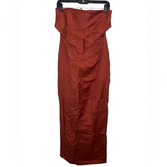 Rumer The Label x Revolve Chocolate Linen Blend Resortwear Roam Bandana Maxi - Picture 2 of 12